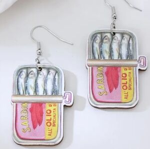 Sardine Can Earrings Wooden